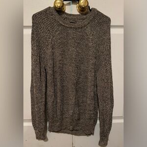 Frye Tan Brown Chunky Cotton Knit Crewneck Sweater Large